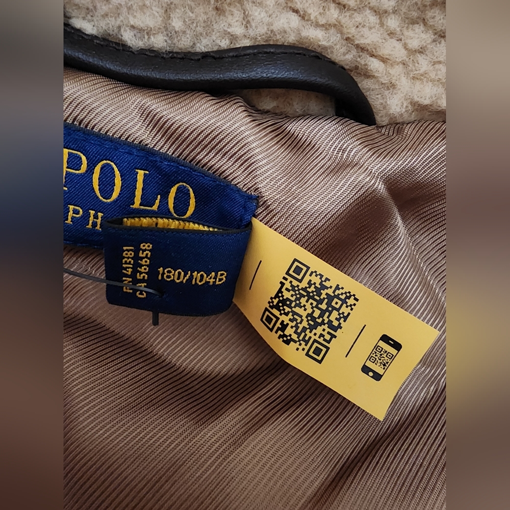 $398 NWT POLO RALPH LAUREN Women's XXL Moto Sherpa Fleece Jacket Leather Trim - Picture 7 of 13